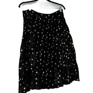 Epik Woman's pleater black floral midi sz XL skirt brown maroon white business